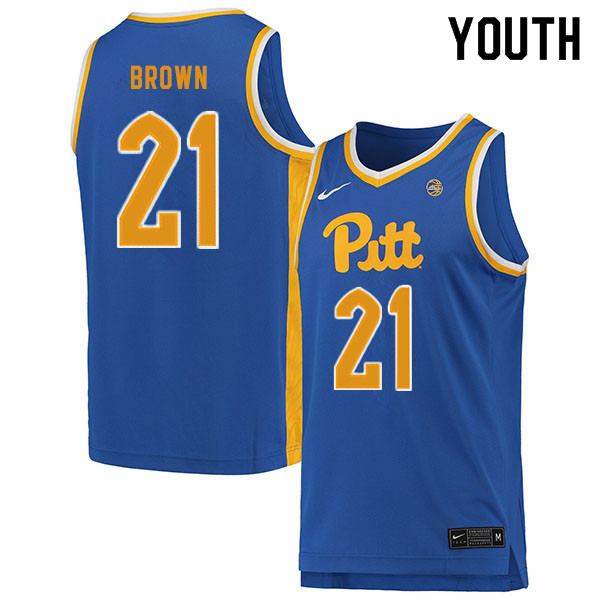 Youth #21 Terrell Brown Pitt Panthers College Basketball Jerseys Sale-Blue